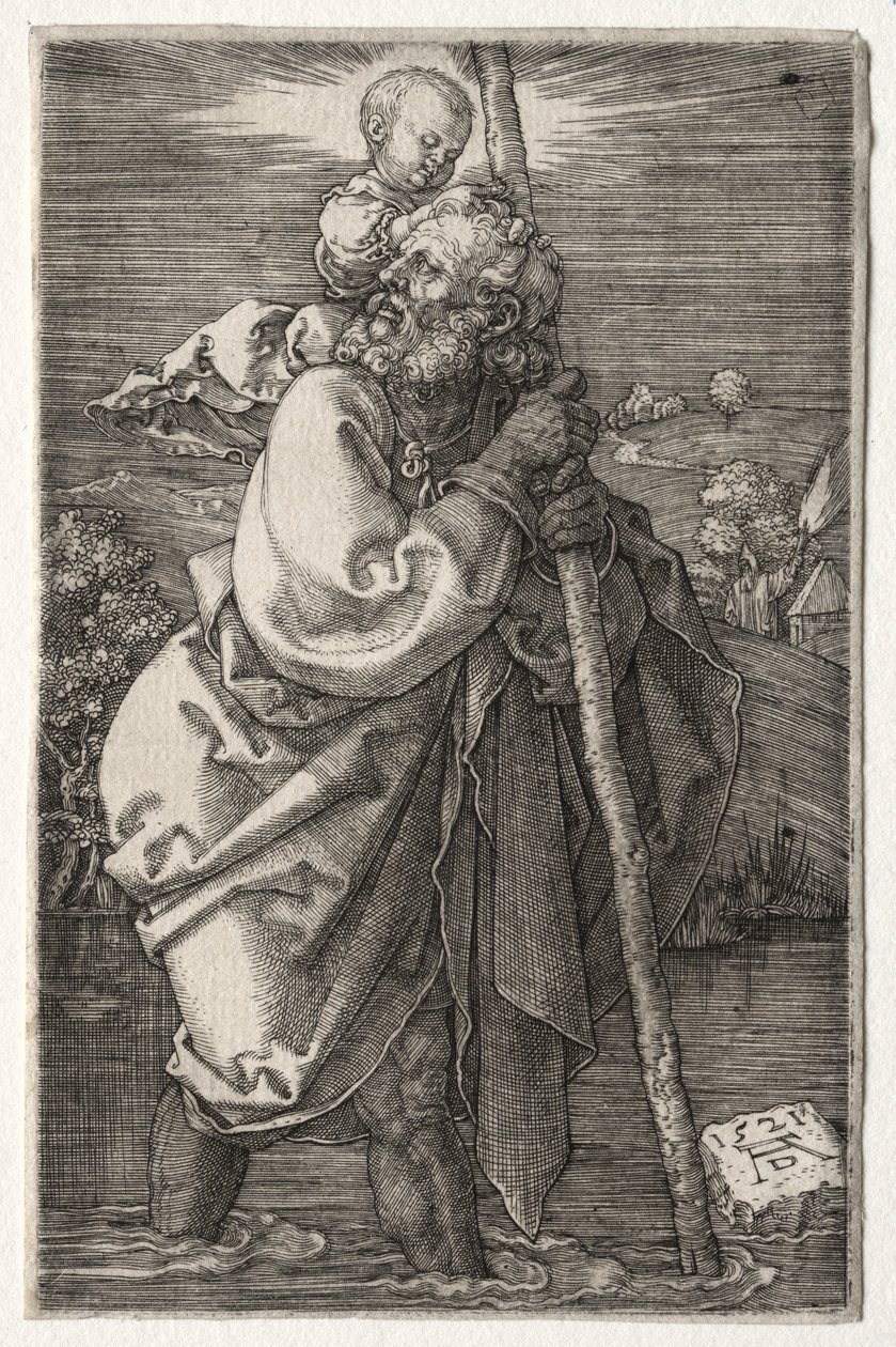 Svatý Kryštof, tváří v tvář doleva, 1521. od Albrecht Dürer