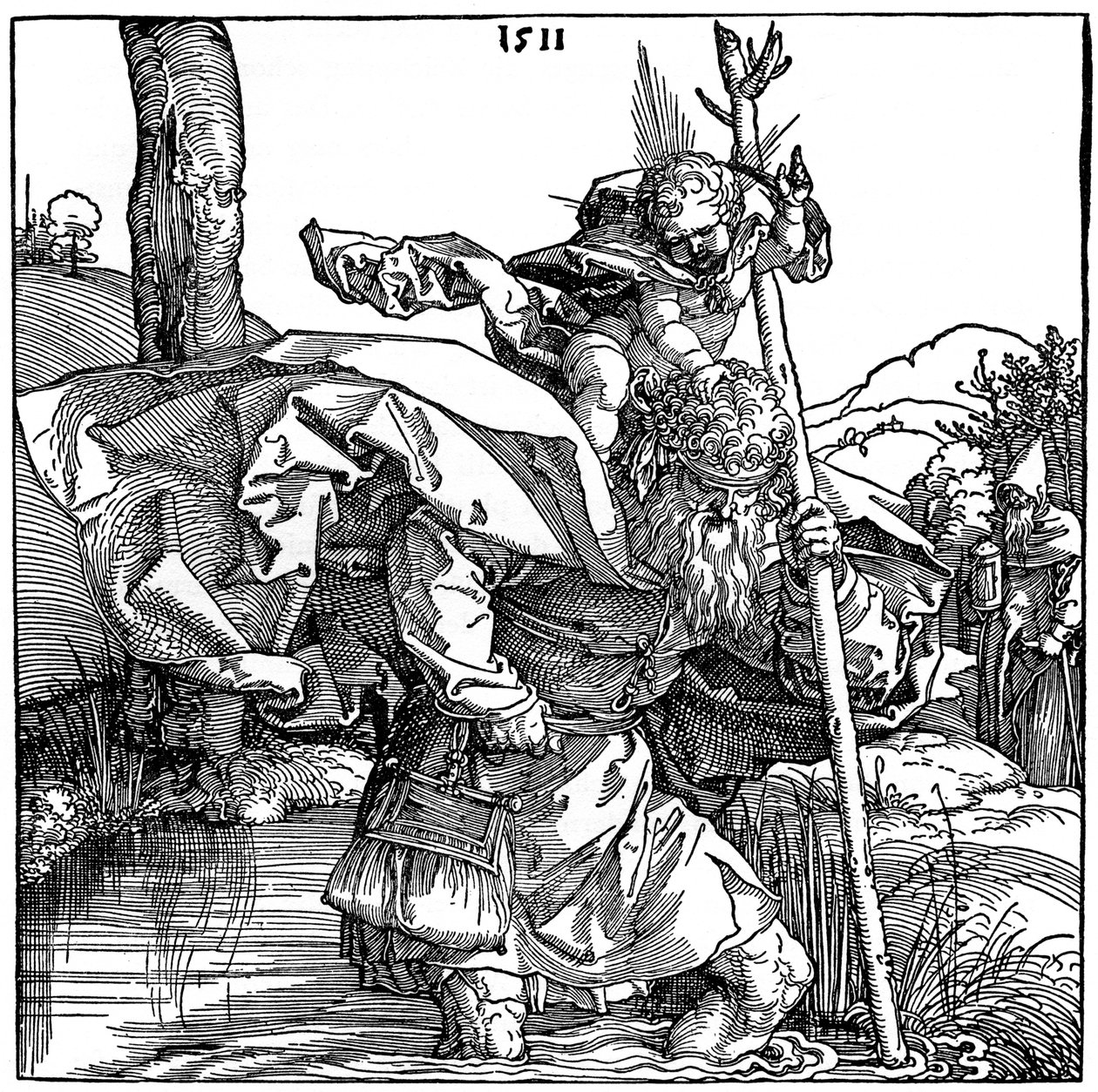 Svatý Kryštof nesoucí Jezulátko, 1511, 1936 od Albrecht Dürer