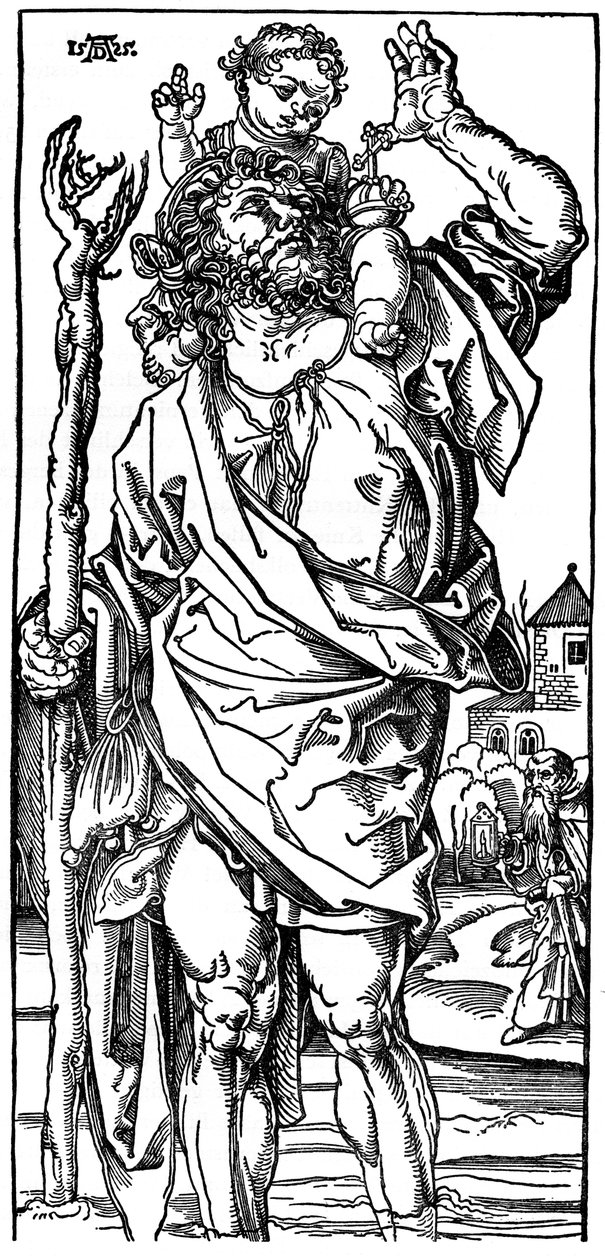 Svatý Kryštof nesoucí Jezulátko, 1525, 1936 od Albrecht Dürer