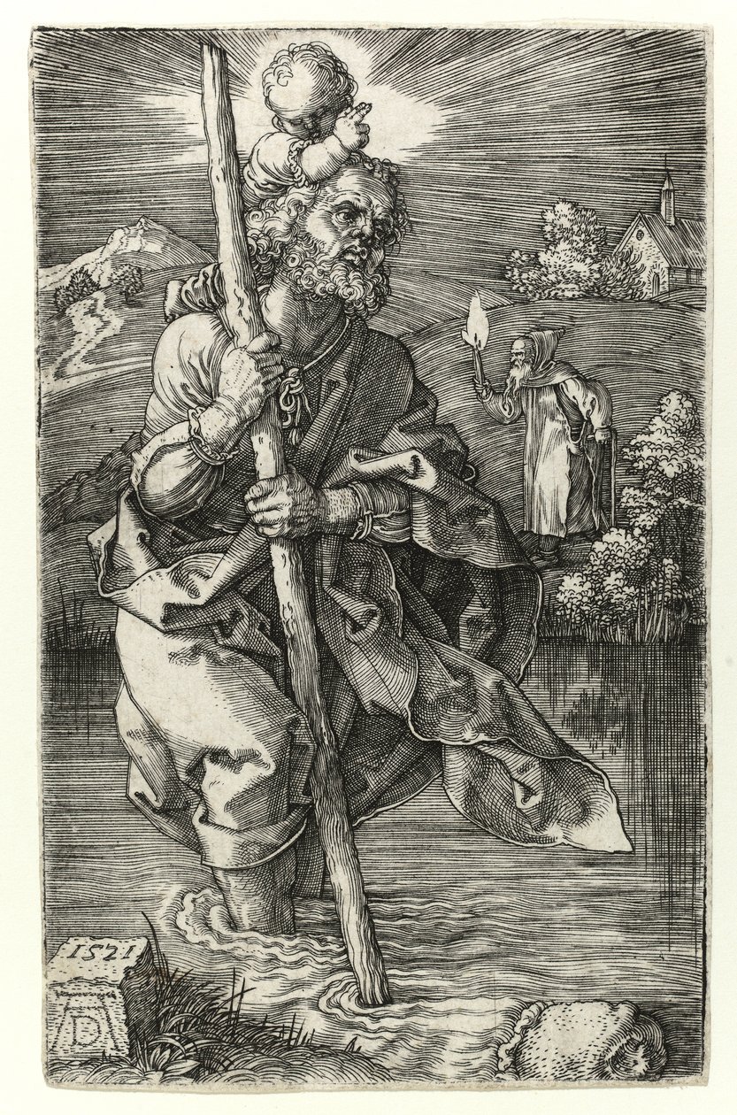 Svatý Kryštof obrácený vpravo, 1521 od Albrecht Dürer