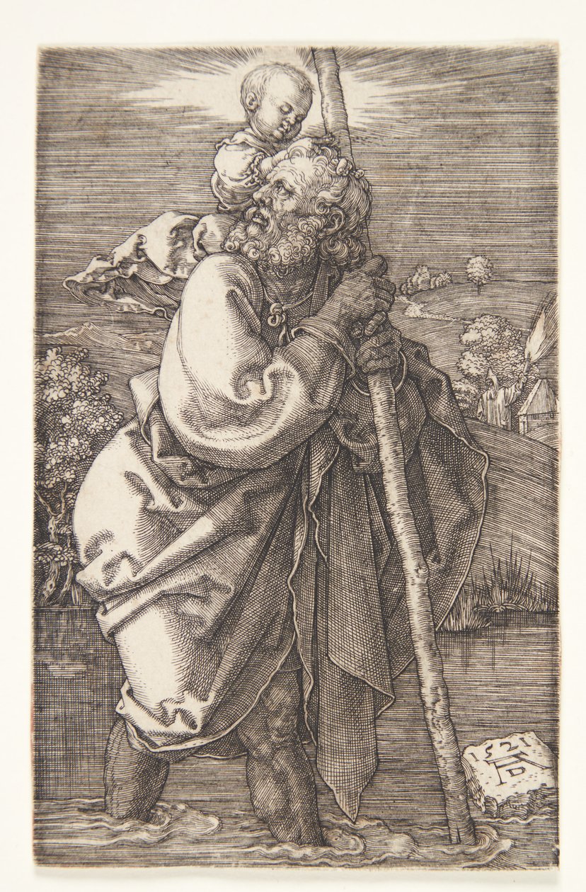 Svatý Kryštof obrácený doleva od Albrecht Dürer