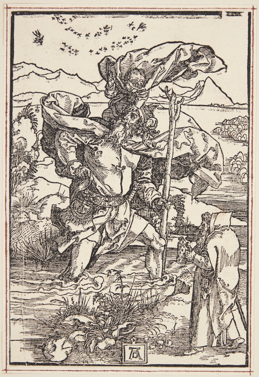 Svatý Kryštof v divočině s letem ptáků od Albrecht Dürer