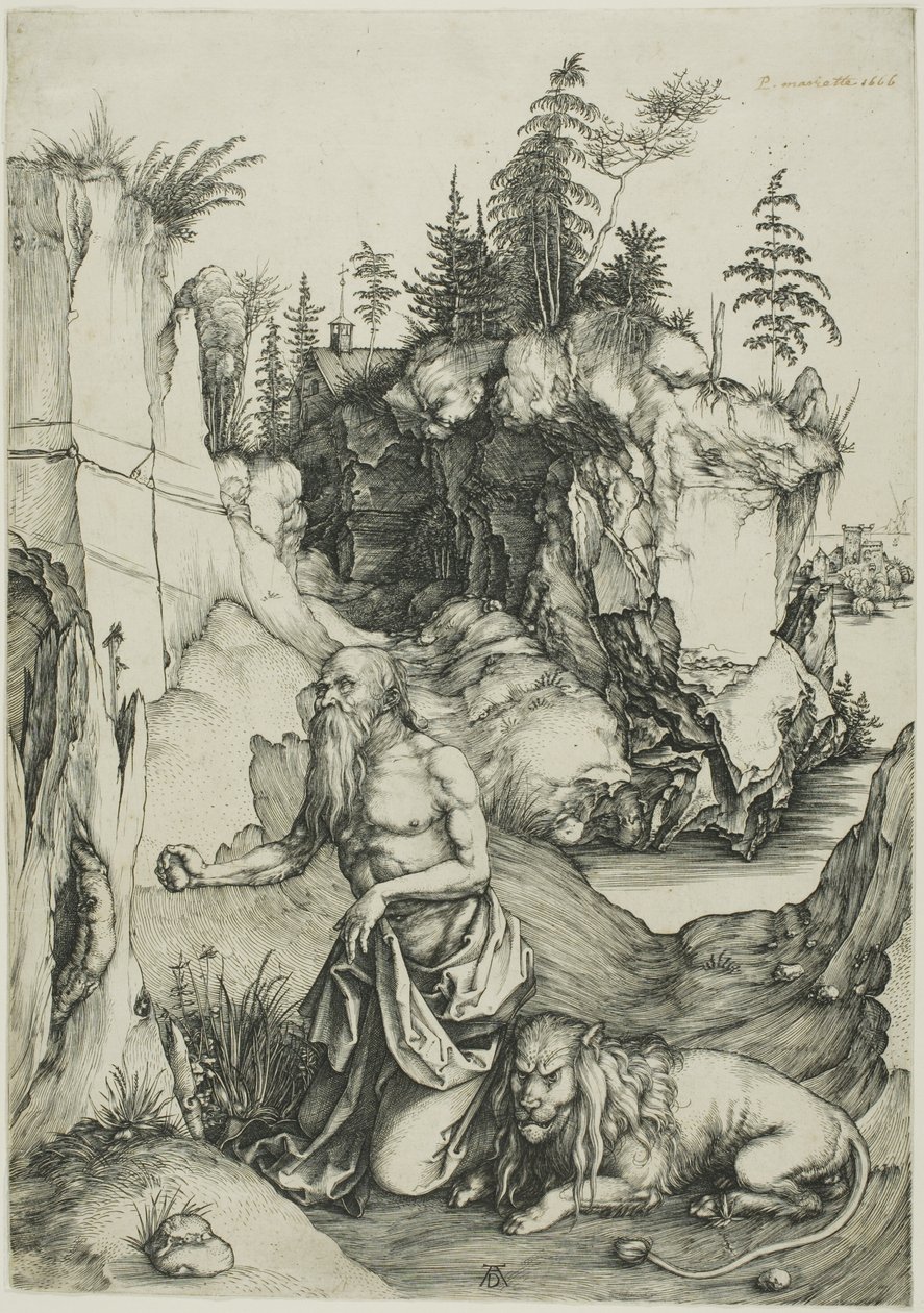Svatý Jeroným kajícník v poušti od Albrecht Dürer