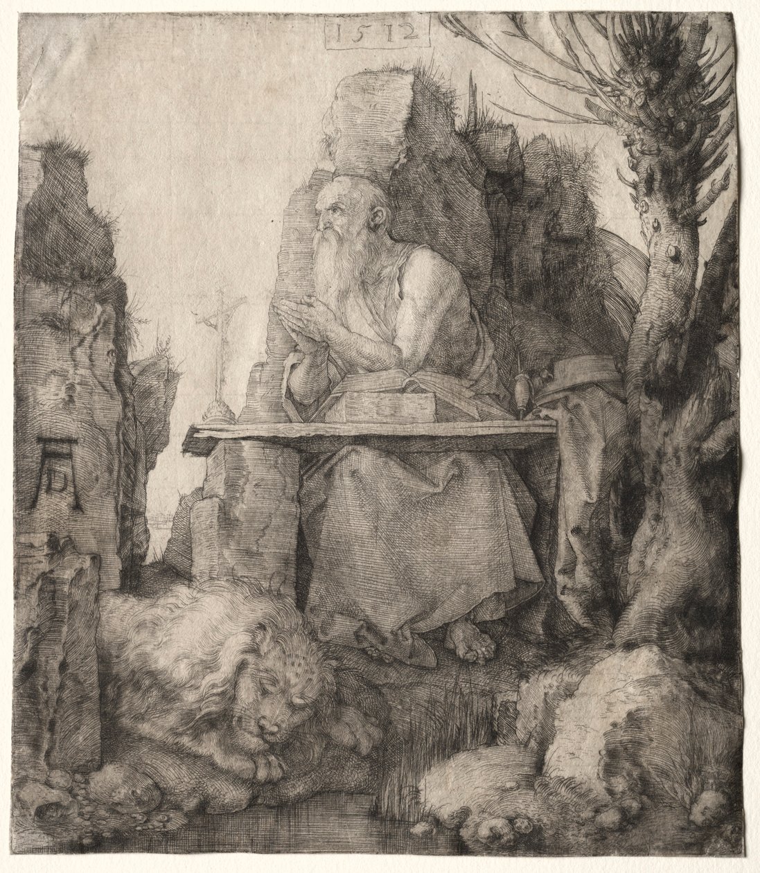 St. Jerome sedící poblíž Pollard Willow, 1512. od Albrecht Dürer