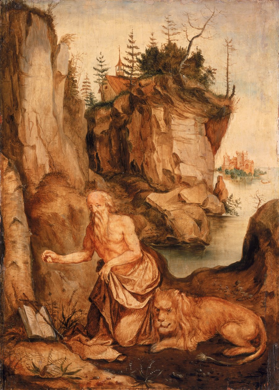 Svatý Jeroným a lev, kolem roku 1500 od Albrecht Dürer