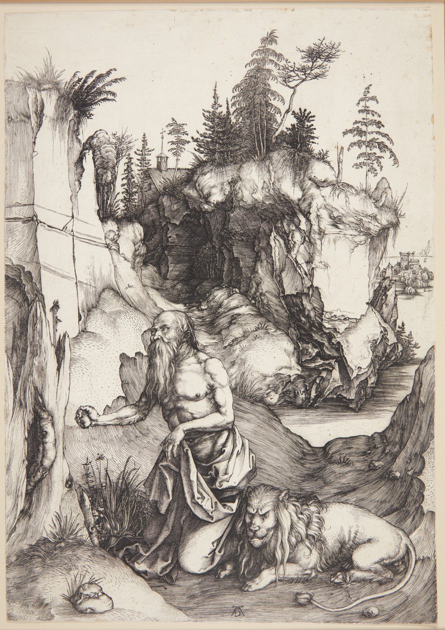 Svatý Jeroným kajícník na poušti od Albrecht Dürer