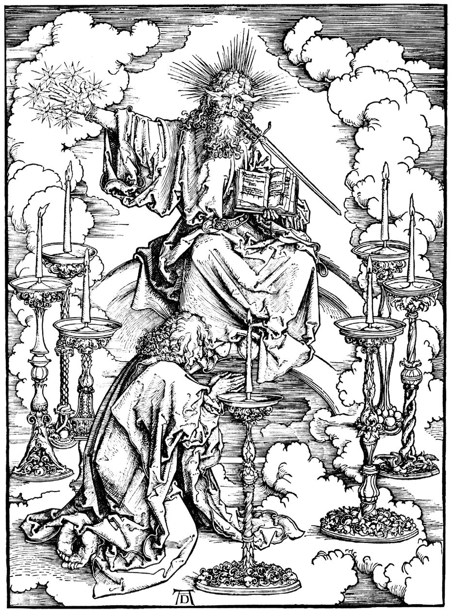 St Johns Vision of Christ and the Seven Candlesticks from The Apocalypse, c. 1497 od Albrecht Dürer
