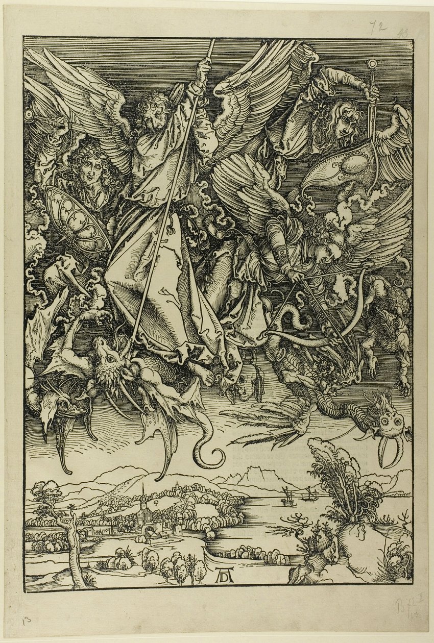 St. Michael Fighting the Dragon, z Apokalypsy od Albrecht Dürer