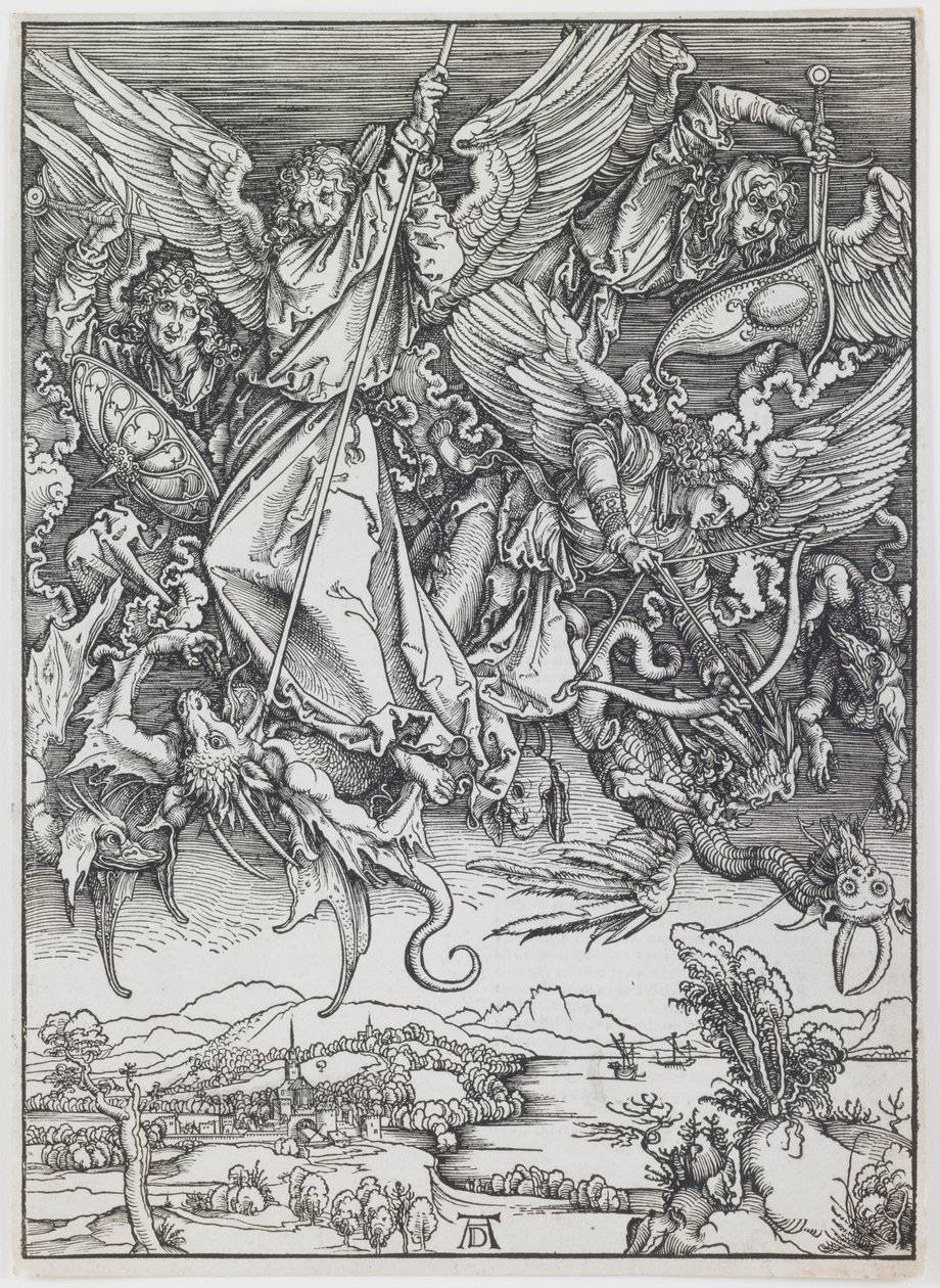 St. Michael Fighting the Dragon, ze série „The Apocalypse“ od Albrecht Dürer