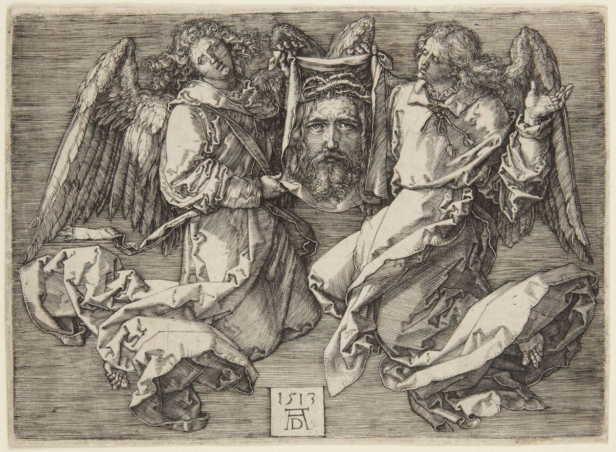 Rouška držená dvěma anděly od Albrecht Dürer