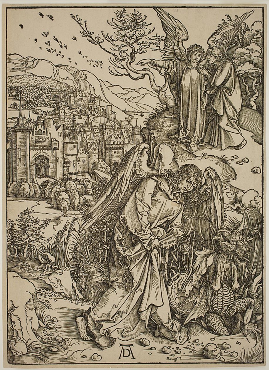 Anděl ukazující svatého Jana Nový Jeruzalém od Albrecht Dürer