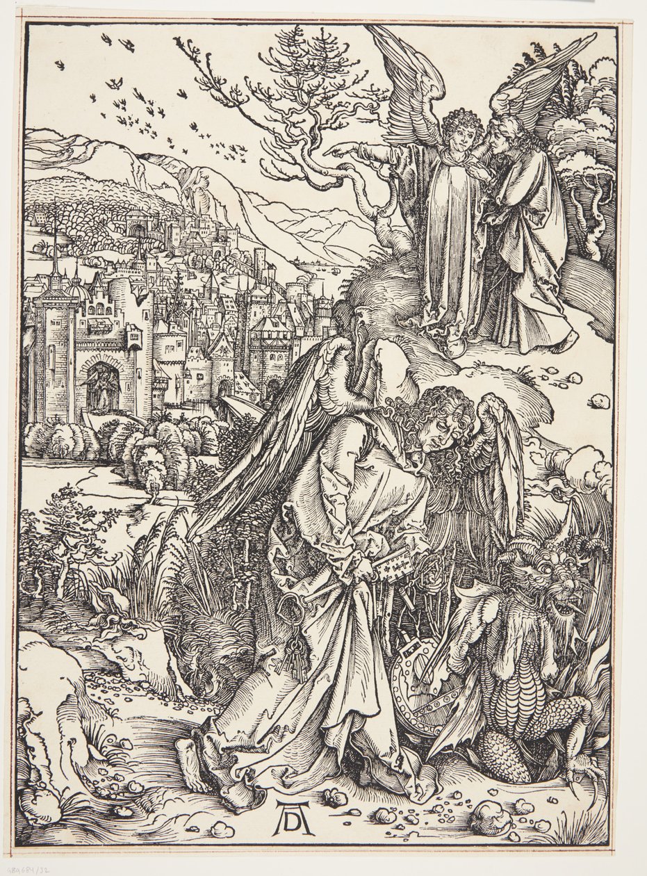 Anděl ukazující svatého Jana Nový Jeruzalém od Albrecht Dürer