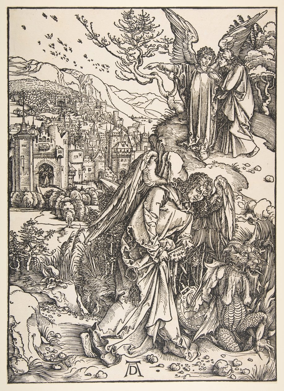 Anděl s klíčem k bezedné jámě, 1511. od Albrecht Dürer