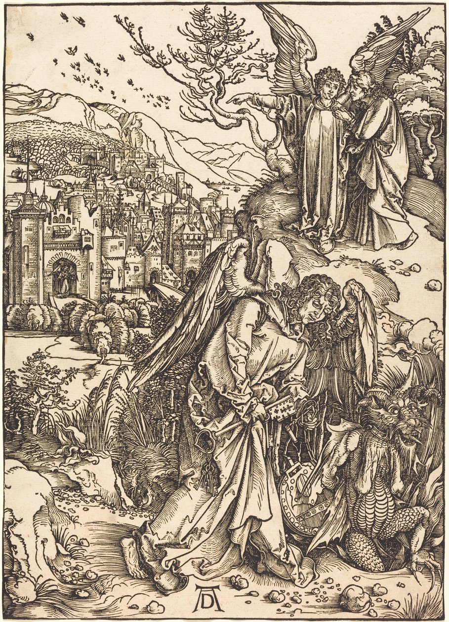 Anděl s klíčem od bezedné propasti od Albrecht Dürer