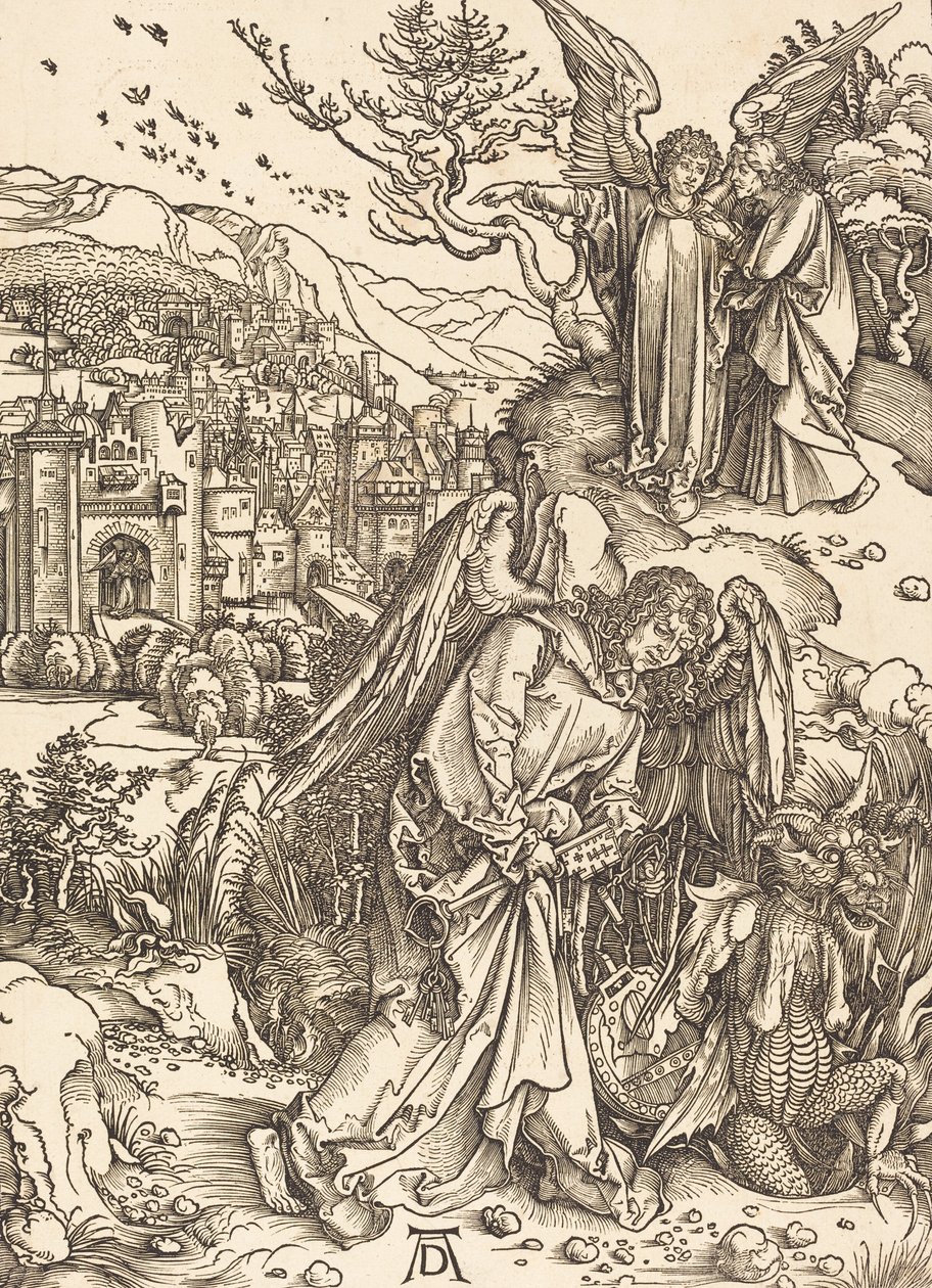 Anděl s klíčem k bezedné jámě, 1498. od Albrecht Dürer