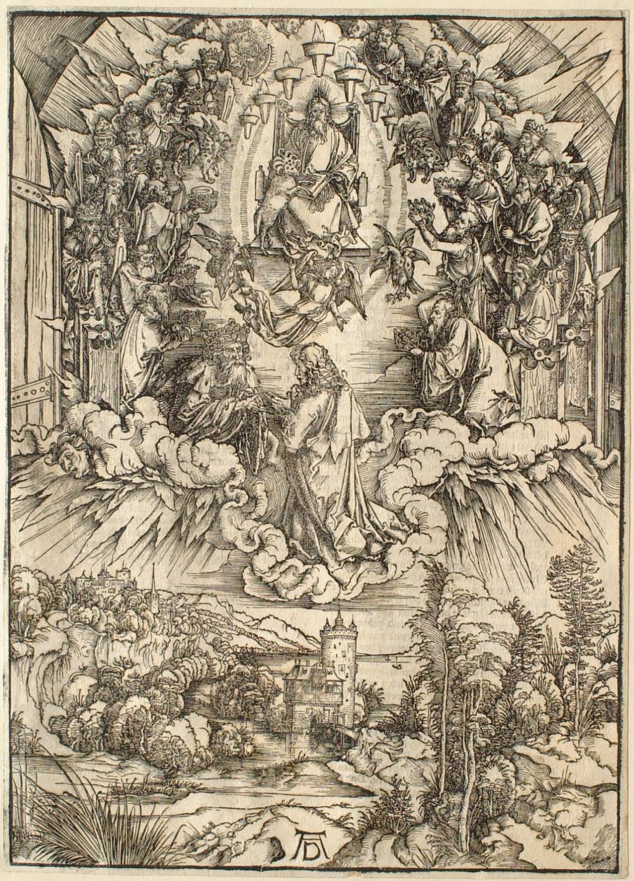 Apokalypsa: svatý Jan před Bohem a starci od Albrecht Dürer
