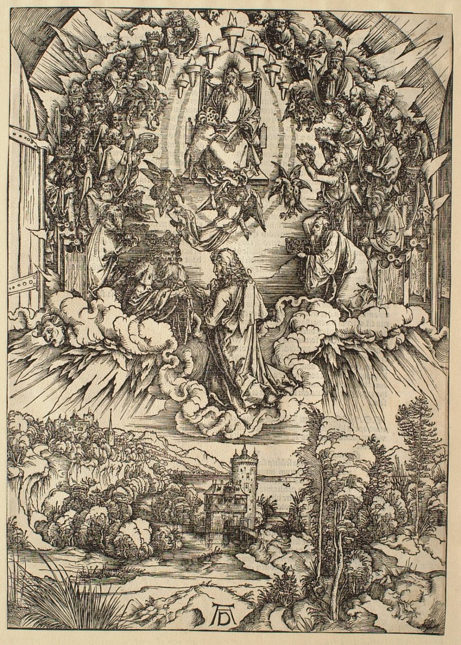 Apokalypsa: svatý Jan před Bohem a starci od Albrecht Dürer