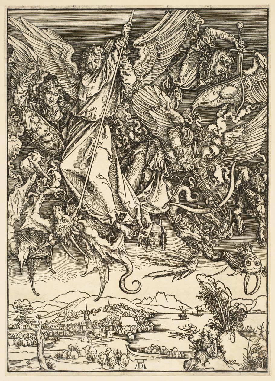 Apokalypsa: svatý Michael bojuje s drakem od Albrecht Dürer