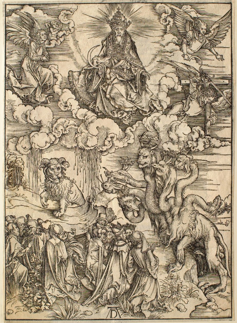 Apokalypsa: šelma se dvěma rohy jako beránek od Albrecht Dürer