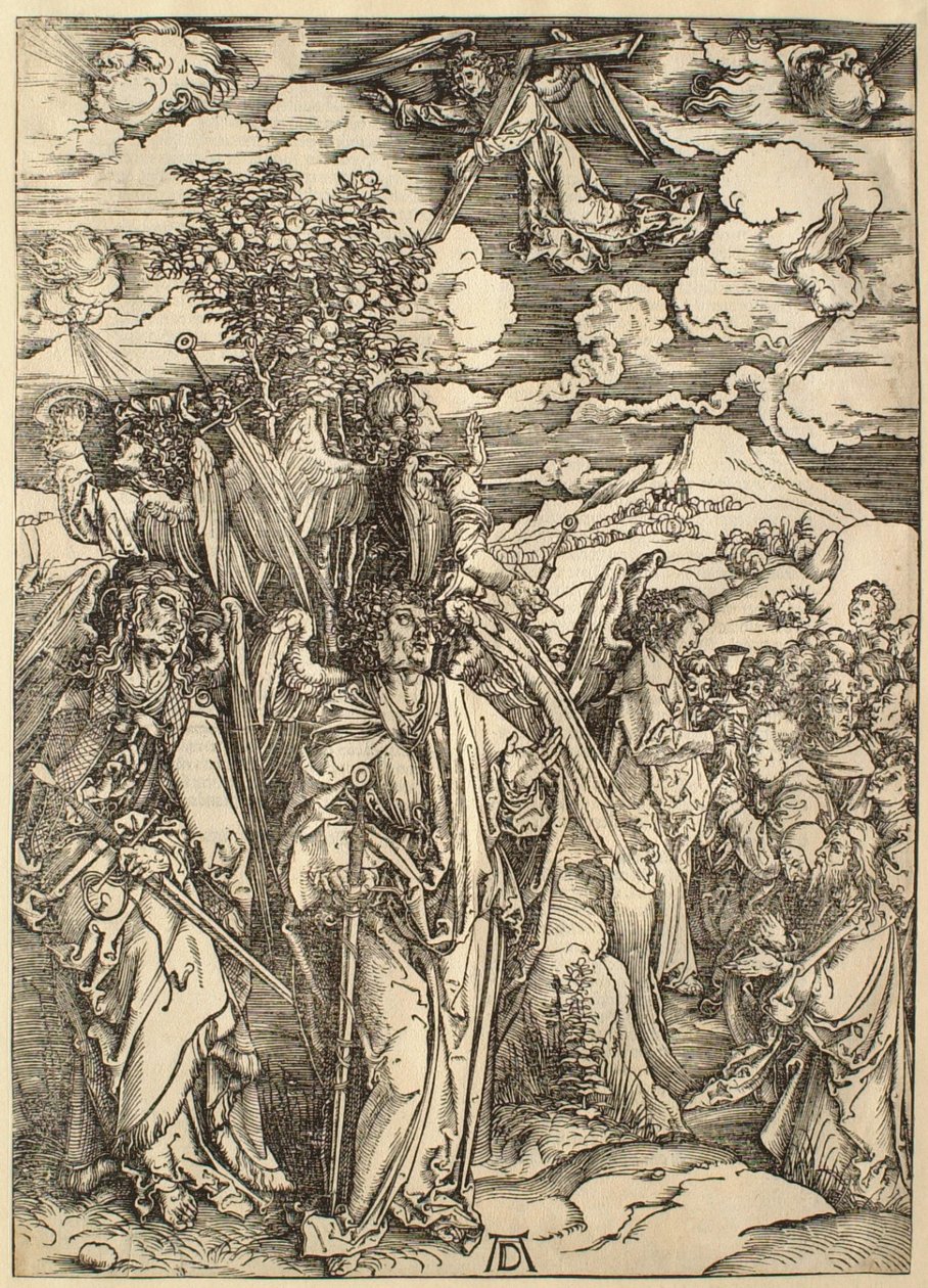 Apokalypsa: Čtyři andělé zadržující větry od Albrecht Dürer