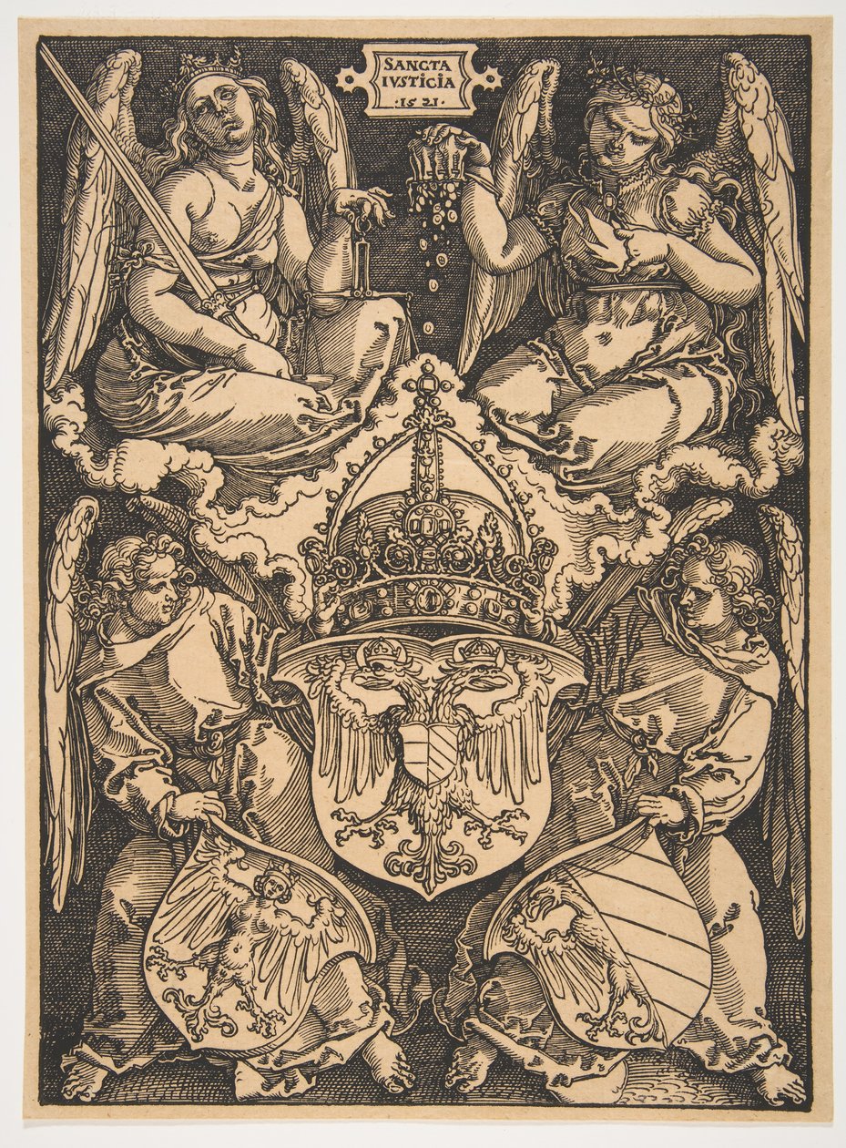 Zbraně Svaté říše římské a města Norimberk.n.d. od Albrecht Dürer