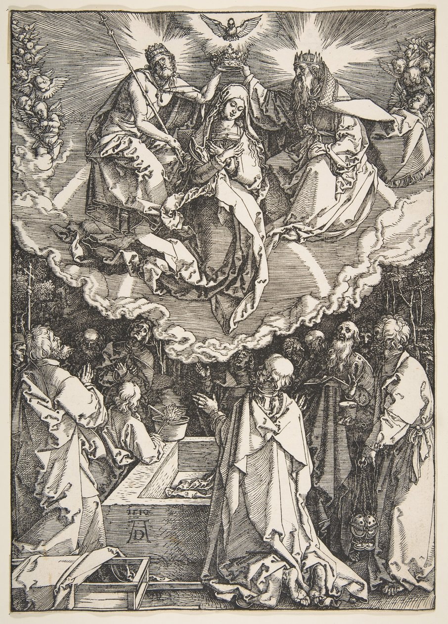 Nanebevzetí a korunovace Panny Marie, ze Života Panny, 1510. od Albrecht Dürer