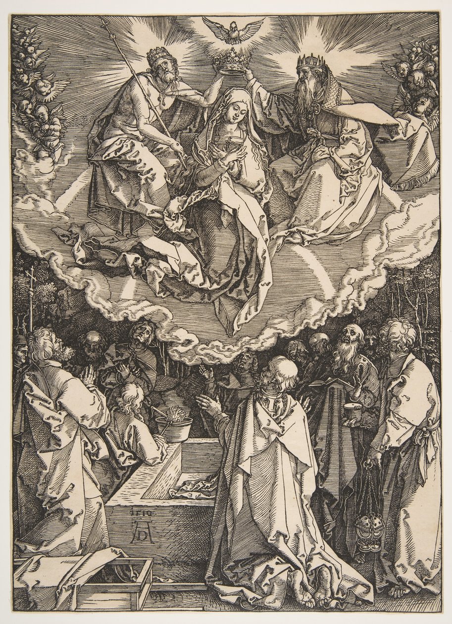 Nanebevzetí a korunovace Panny Marie, ze Života Panny, 1510. od Albrecht Dürer
