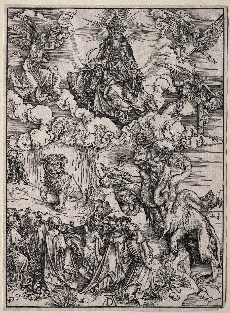 Šelma se sedmi hlavami a Šelma s jehněčími rohy. od Albrecht Dürer