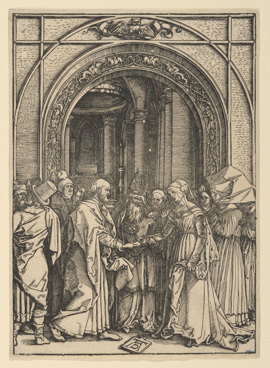 Zásnuby Panny Marie, z díla „Život Panny Marie“ od Albrecht Dürer