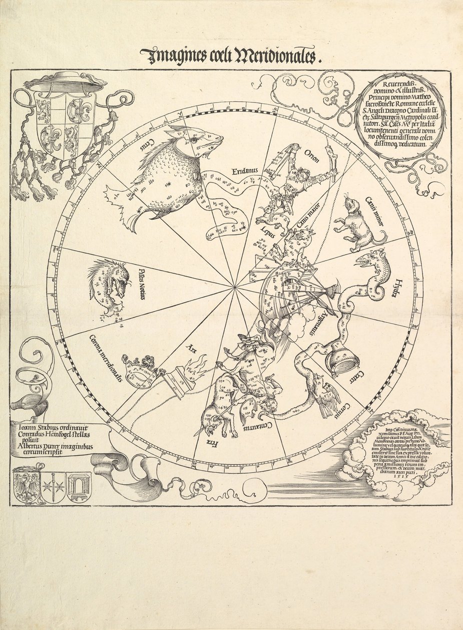 Nebeský glóbus – jižní polokoule, 1515. od Albrecht Dürer