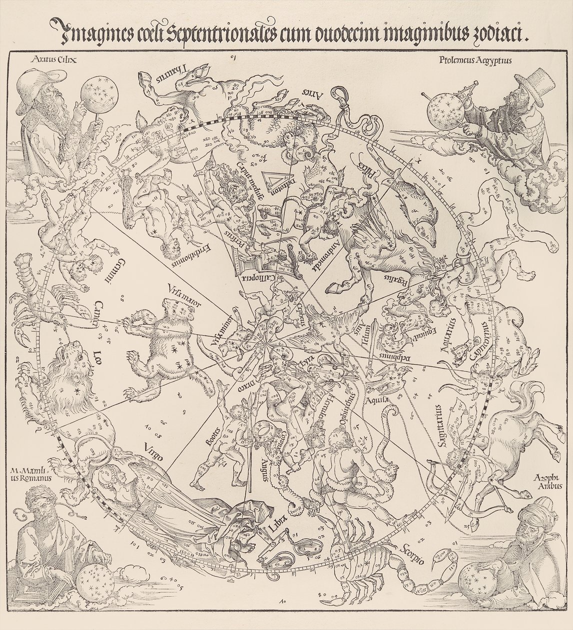 Nebeská mapa - severní polokoule, 1515, 1515. od Albrecht Dürer