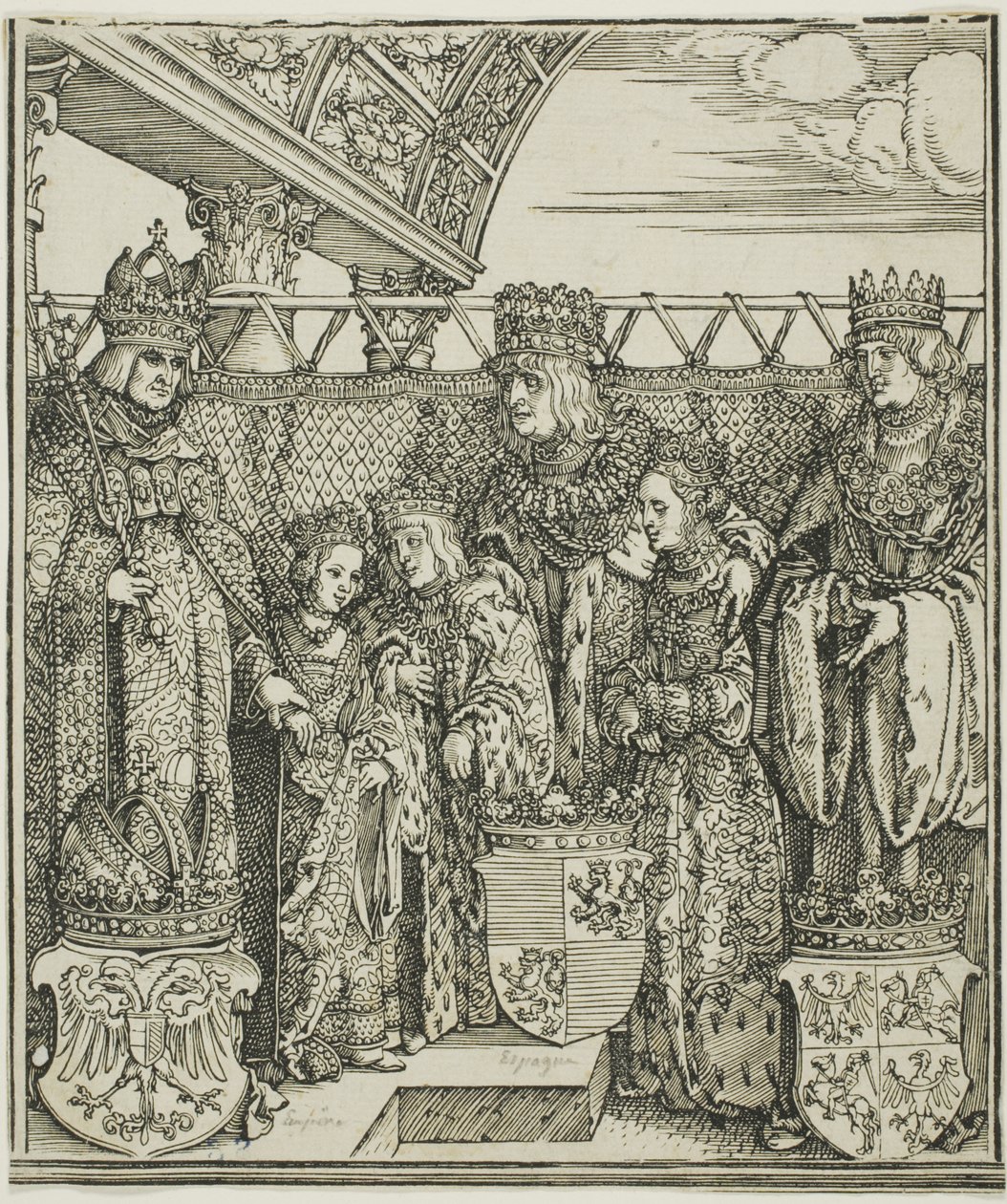 Kongres a dvojité zasnoubení ve Vídni, z Vítězného oblouku Maxmiliána I od Albrecht Dürer