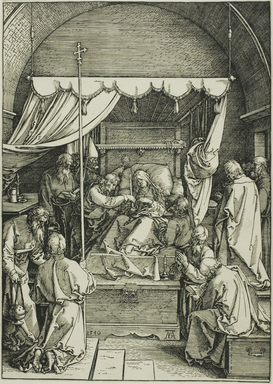 Smrt Panny Marie z knihy Život Panny Marie od Albrecht Dürer