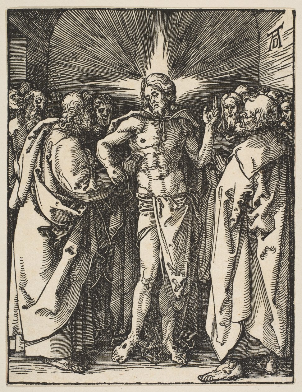 Nevěřící Tomáš, z „Malých pašijí“ od Albrecht Dürer