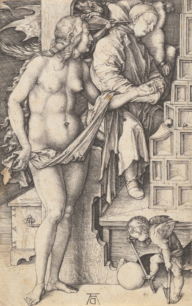 Sen doktora Pokušení lenocha, 14981499. od Albrecht Dürer