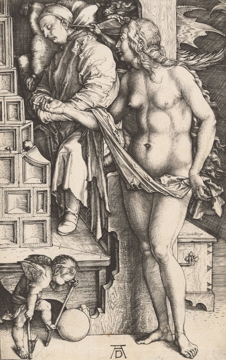 Sen doktora Pokušení lenocha, 14981499. od Albrecht Dürer