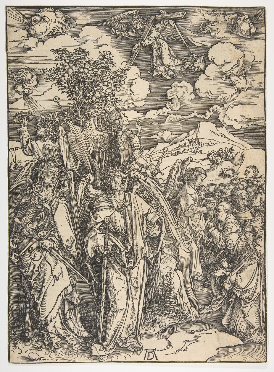 Čtyři andělé držící větry, z Apokalypsy, německé vydání, 1498, ca. 1498. od Albrecht Dürer