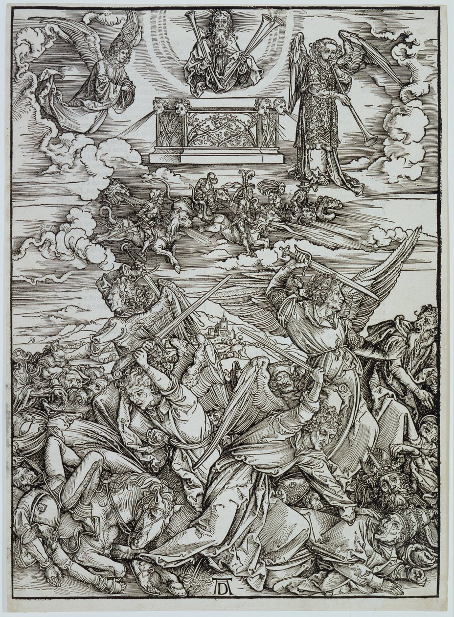 Čtyři mstící se andělé Eufratu, ze série „Apokalypsa“ od Albrecht Dürer