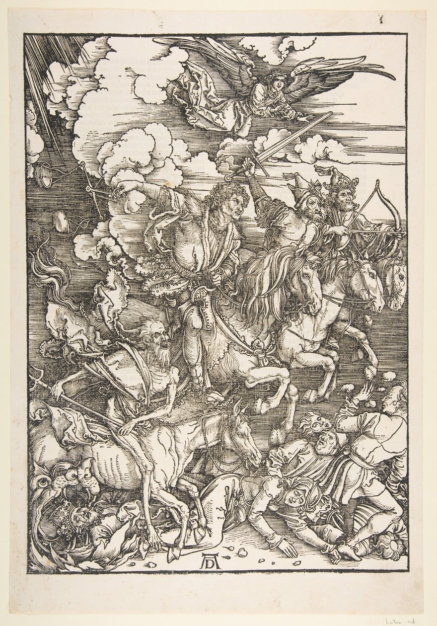 Čtyři jezdci, z Apokalypsy, latinské vydání, 1511, ca. 1511. od Albrecht Dürer