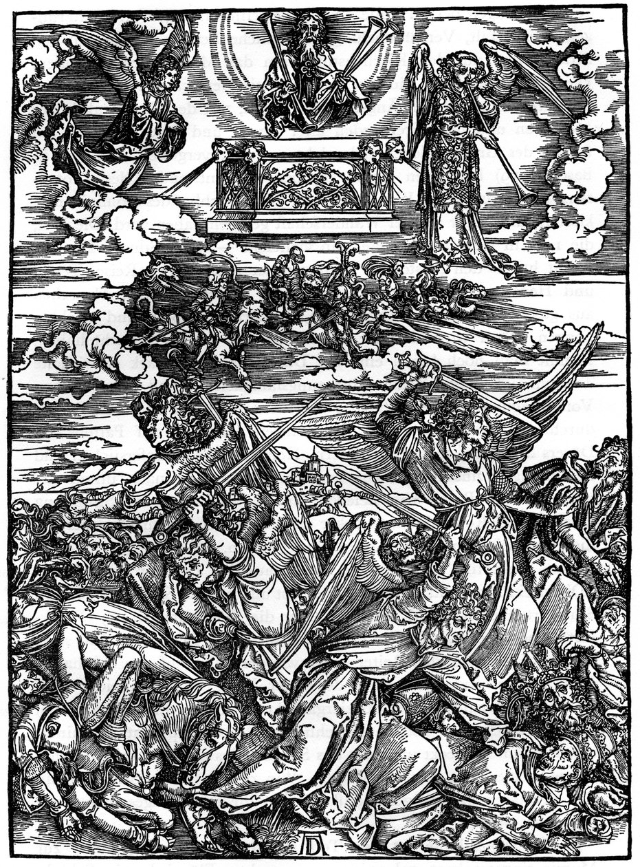 Čtyři pomstychtiví andělé, 1498, 1936 od Albrecht Dürer