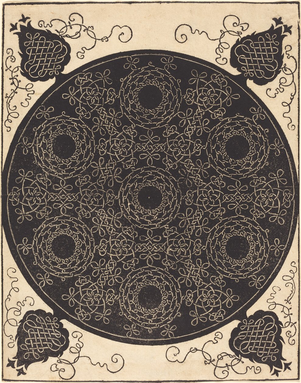 Čtvrtý uzel (kombinující sedm kruhových skupin uzlů s černými středy) od Albrecht Dürer