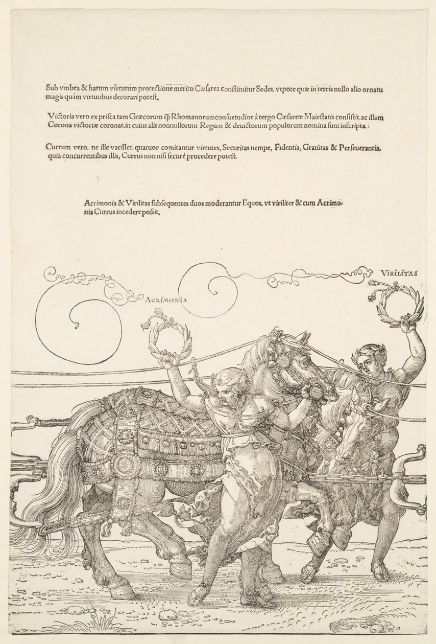 Velký triumfální vůz: Acrimonia a Virilitas od Albrecht Dürer