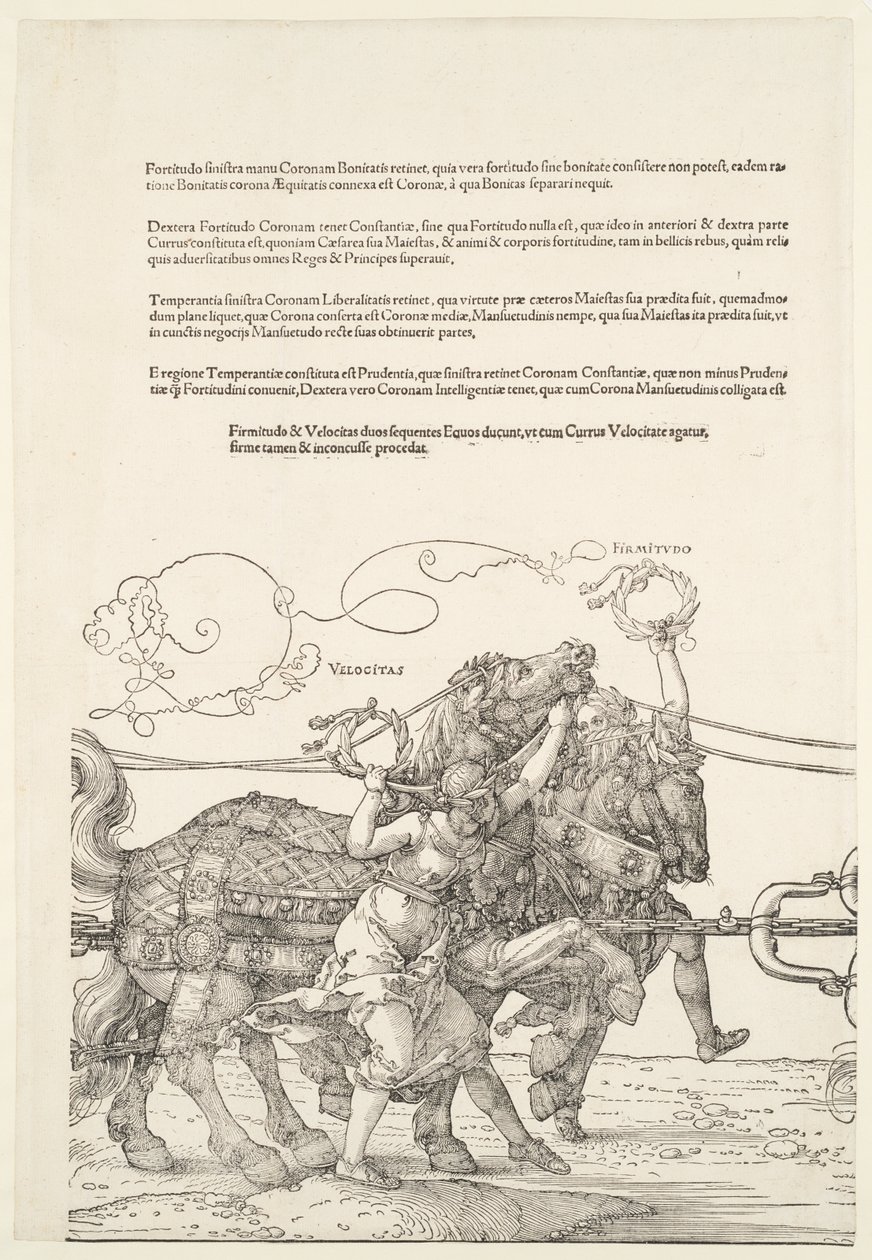Velký triumfální vůz: Velocitas a Firmitudo od Albrecht Dürer