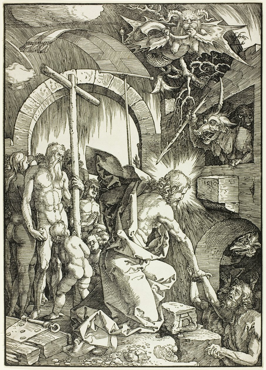 The Harrowing of Hell - Christ in Limbo, deska devět z Velké vášně od Albrecht Dürer
