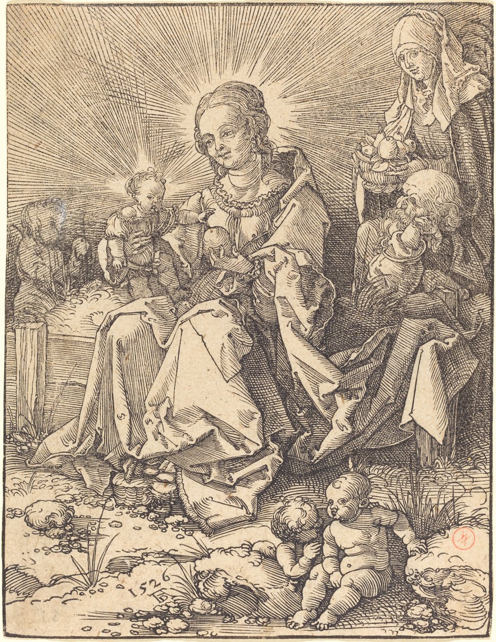 Svatá rodina na travnaté lavičce od Albrecht Dürer