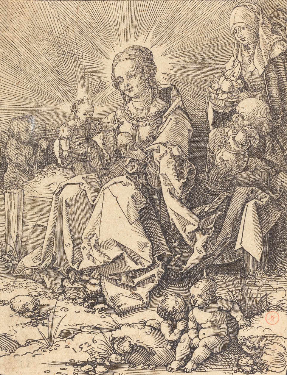 Svatá rodina na travnaté lavici, 1526. od Albrecht Dürer
