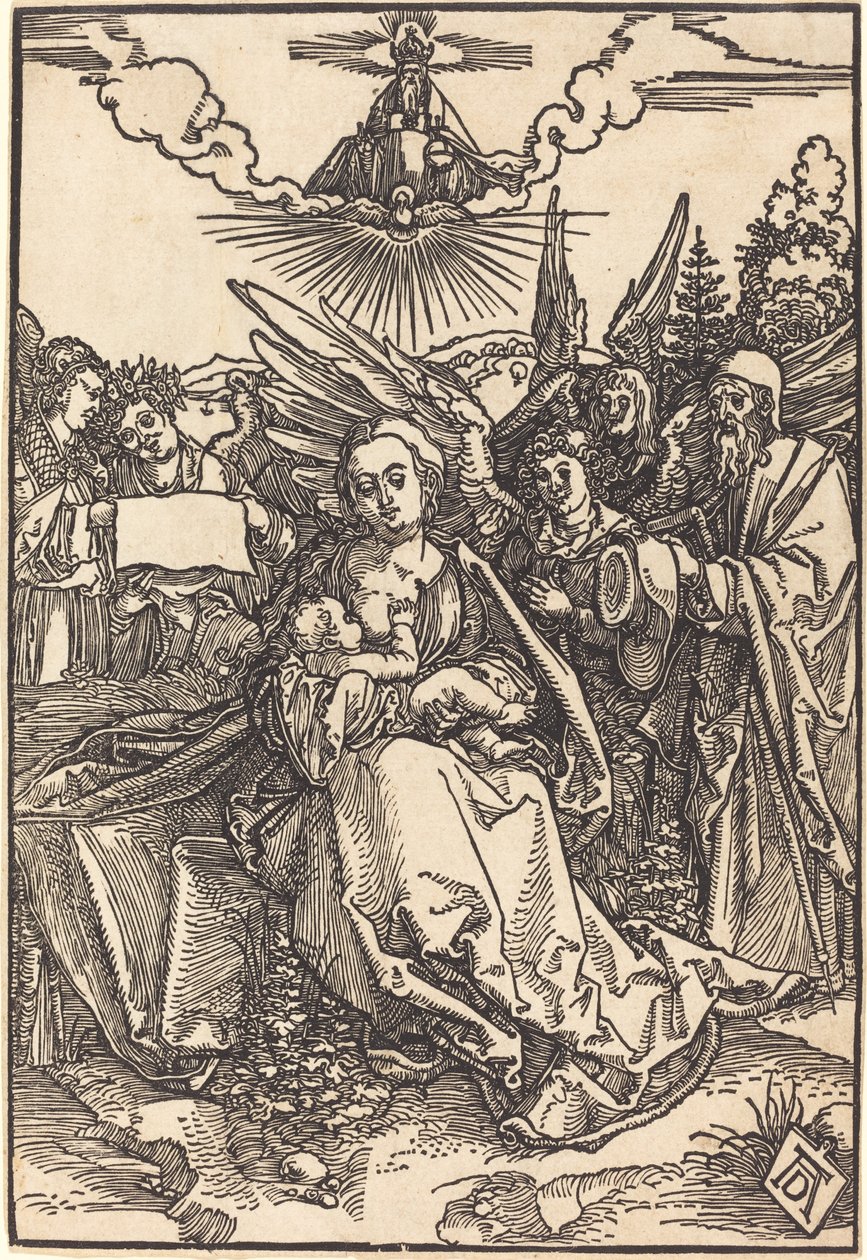 Svatá rodina s pěti anděly od Albrecht Dürer