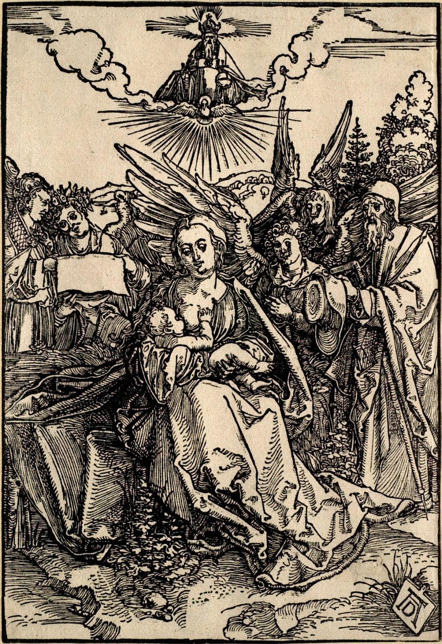 Svatá rodina s pěti anděly od Albrecht Dürer