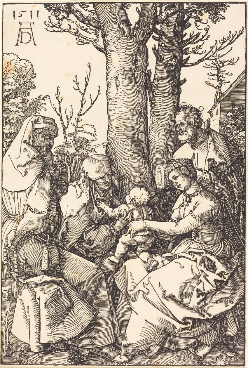 Svatá rodina s Jáchymem a Annou pod stromem od Albrecht Dürer