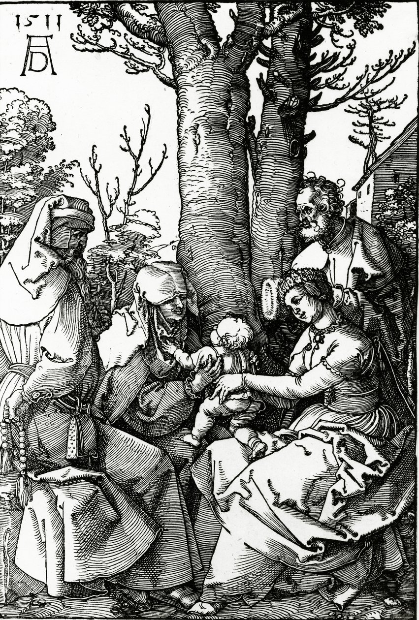 Svatá rodina se sv. Annou a svatým Joachimem, 1511 (dřevořez) od Albrecht Dürer